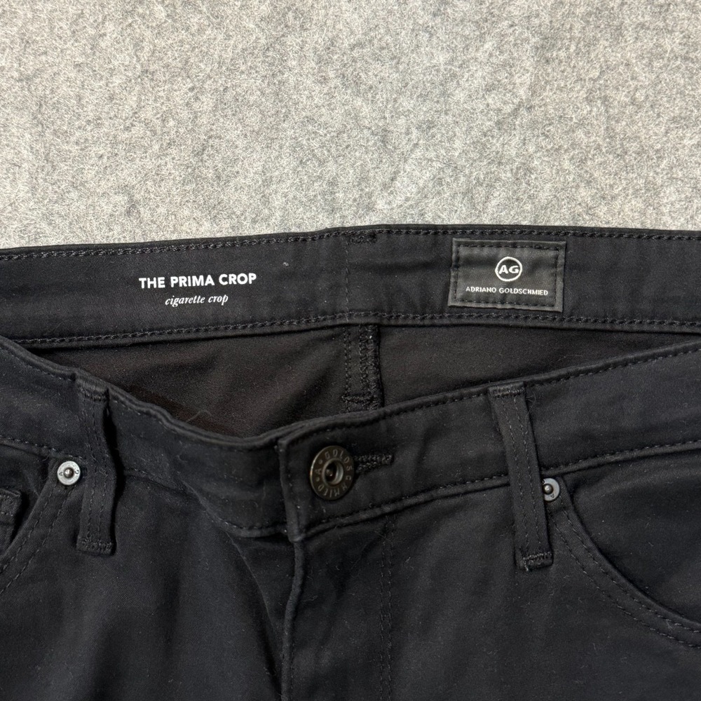 AG Adriano Goldschmied Black Denim Prima Cigarette Crop Jeans Women's Size 30 - Picture 5 of 7